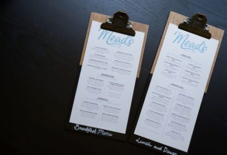 Menu Restaurant - two Mead's-printed paper with clips