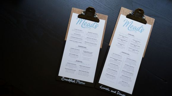 Menu Restaurant - two Mead's-printed paper with clips